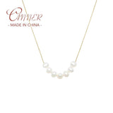 925 Silver Pearls Pendant Necklace Multilayer Chain for Girls