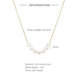 925 Silver Pearls Pendant Necklace Multilayer Chain for Girls