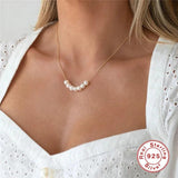925 Silver Pearls Pendant Necklace Multilayer Chain for Girls