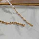 Freshwater Pearl Necklace 18K Plated Chain Stitching Jewelry
