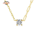 925 Silver Zircon Collarbone Chain Choker Necklace for Women