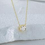 Minimalist 925 Silver Zircon Pendant Choker Necklace