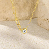 925 Silver Zircon Pendant Necklace Round Splice Chain Women Jewelry