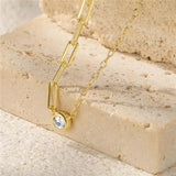 925 Silver Zircon Pendant Necklace Round Splice Chain Women Jewelry