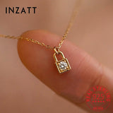 925 Silver Zircon CZ 18K Lock Choker Necklace Women Fine Jewelry