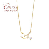 925 Silver Zodiac Pendant Necklace Clear Zircon Constellations