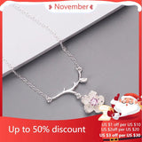 925 Silver Crystal Flower Necklace for Women
