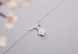 925 Silver Crystal Flower Necklace for Women