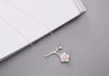 925 Silver Crystal Flower Necklace for Women