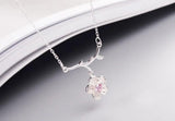 925 Silver Crystal Flower Necklace for Women