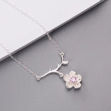 925 Silver Crystal Flower Necklace for Women