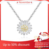 925 Silver Daisy Necklace Pendant Women Lady Gift
