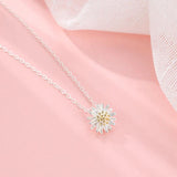 925 Silver Daisy Necklace Pendant Women Lady Gift