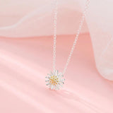 925 Silver Daisy Necklace Pendant Women Lady Gift