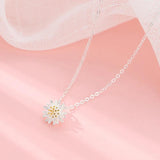 925 Silver Daisy Necklace Pendant Women Lady Gift