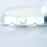 Walking Cat Silver Necklace for Women