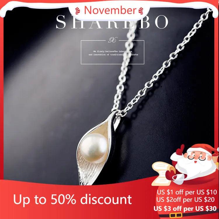 925 Silver Leaves Necklace Pendant Women Gift