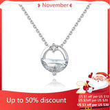 925 Silver Zircon Necklace Pendant Women Lady Gift