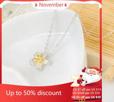 925 Silver Flower Necklace for Women Lady Gift