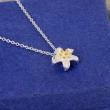 925 Silver Flower Necklace for Women Lady Gift