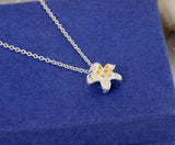 925 Silver Flower Necklace for Women Lady Gift