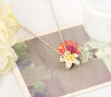 925 Silver Flower Necklace for Women Lady Gift