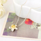 925 Silver Flower Necklace for Women Lady Gift