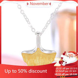 925 Silver Ginkgo biloba Necklace for Women