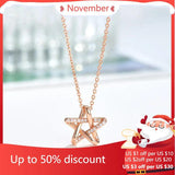 925 Silver Star Necklace Zirconia Wedding Girls Statement Jewelry
