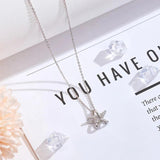 925 Silver Star Necklace Zirconia Wedding Girls Statement Jewelry