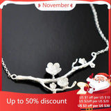 925 Silver Branch Flower Necklace Pendant for Women