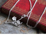 925 Silver Branch Flower Necklace Pendant for Women