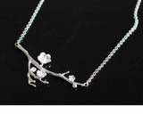 925 Silver Branch Flower Necklace Pendant for Women