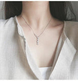 925 Silver Zircon Star Necklace Pendant Women's Silver Jewelry
