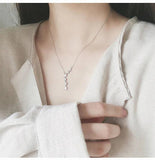 925 Silver Zircon Star Necklace Pendant Women's Silver Jewelry
