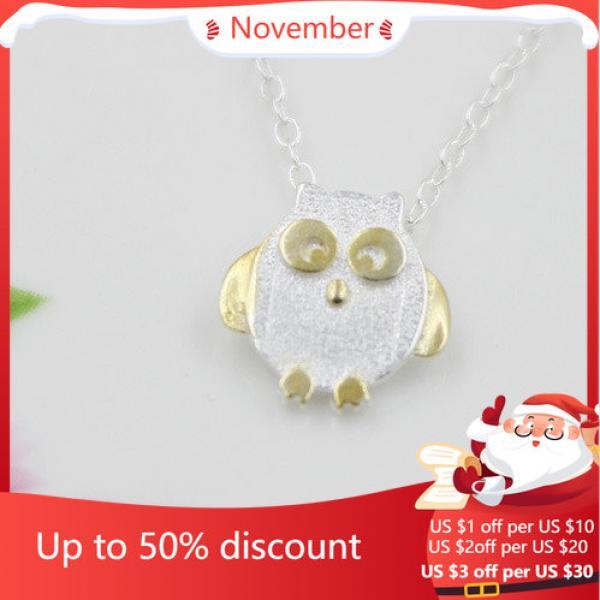 925 Silver Owl Pendant Necklace for Women