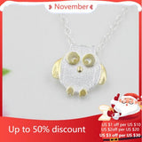 925 Silver Owl Pendant Necklace for Women