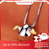 925 Silver Angel Eggs Choker Necklace for Women Wedding Girls Statement Jewelry