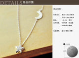 925 Silver Stars Moon Necklace Pendant Women Jewelry