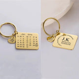 Engraved Calendar Keychain, Date Keychains for Women Anniversary Keychain