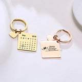 Custom Calendar Keychain with Name & Heart Date