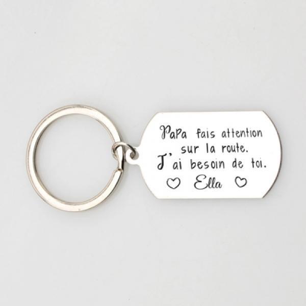 Personalized Papa French Name Key Ring
