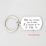 Personalized Papa French Name Key Ring