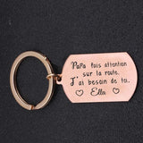 Personalized Papa French Name Key Ring
