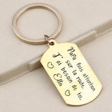 Personalized Papa French Name Key Ring