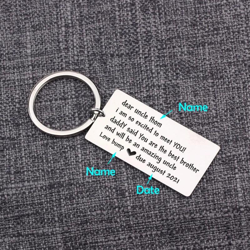 Personalized Uncle Name Key Ring Chain Stainless Steel Car Key Tag