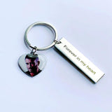 Customized Photo Keychain Stainless Steel Key Ring Gift