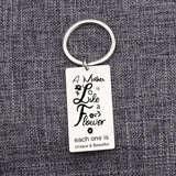 Mother Is Like a Flower - Unique Stainless Steel Keychain & Keyring