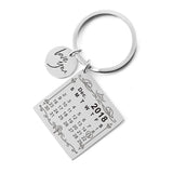 Personalized Calendar Date Key Chain Heart Love You Tag Couple Gift