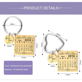 Personalized Calendar Date Key Chain Heart Love You Tag Couple Gift